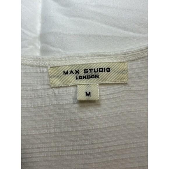 MAX STUDIO Ruffle Sleeve Scoop Neck Textured Cream Top Medium - Picture 5 of 8